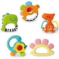 Baby Rattles Sets Teether, Shaker, Grab and Spin Rattle, Musical Toy Set, Early Educational Toys Gift for 3, 6, 9, 12 Month Baby Infant, Newborn