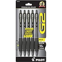 Pilot G2 Retractable Premium Gel Ink Roller Ball Pens Bold Point (Black, 10-Pack)