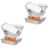 BESTOYARD 40 Pcs Bakeware Food Containers with Lids Round Tray Toaster Oven Container Foil Trays with Lids Food Trays Mini Containers Grill Pan Baking Food Tin Cardboard Disposable Aluminum