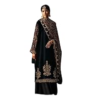 Black Muslim Women Wear Indian Pure Russian Silk Straight Palazo Salwar Kameez Wedding Dress Hijab Suit 1489