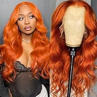 Ginger Orange Lace Front Wigs Human Hair Pre Plucked Body Wave 13x4 Transparent HD Lace Frontal Wigs for Black Women Human Hair Glueless Colored Wigs 350# Brazilian Remy Human Hair Wig 18inch