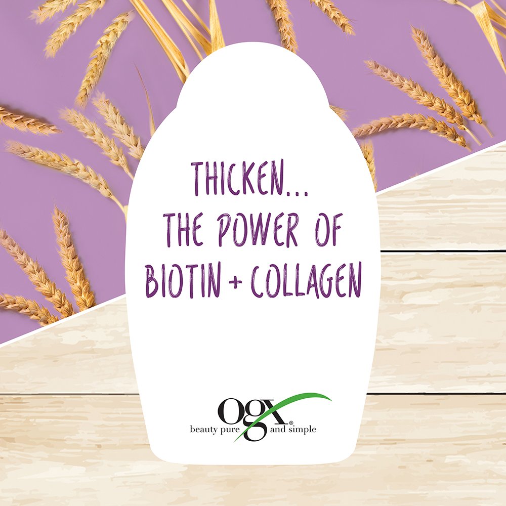 OGX Thick & Full Biotin & Collagen Conditioner, Salon Size 25.4 Ounce Bottle w/ Pump, Paraben Free Sulfate Free Sustainable Ingredients Nourishing and Strengthening