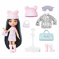 Barbie Extra Fly Minis Travel Doll, Snowy Look with Icy Blue Highlights in Pastel Sweater Dress & Accessories