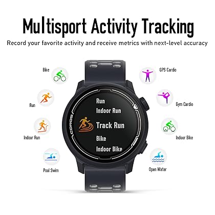 COROS PACE 2 Sport Watch GPS Heart Rate Monitor, 20 days Long Battery Life, Lightweight, Barometer, Strava, Training Plan, Navigation, Sleep Track, Swim, Bike, Run, Strength, Treadmill (Navy Silicone)