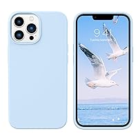 GUAGUA Compatible with iPhone 13 Pro Max Case 6.7 Inch Liquid Silicone Soft Gel Rubber Slim Microfiber Lining Cushion Texture Cover Shockproof Protective Phone Case for iPhone 13 Pro Max, Light Blue