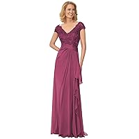 Mother of The Bride Dresses Lace Wedding Guest Dresses for Women Chiffon Long Formal Evening Party Gowns V Neck