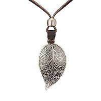 PU Leather Necklace Vintage Boho Style Multilayer Pendant Long Sweater Necklace Jewelry for Women Girl Men with Adjustable Leather Cord
