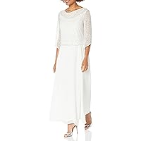 J Kara Women's Petite Long Beaded Dress with Cowl Neck