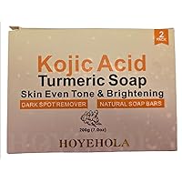 Turmeric Kojic Acid Soap Bar 2Pack - Natural Ingredients, Citrus, Rose & Lavender Flavors - Even Skin Tone