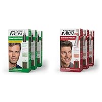 Just For Men Shampoo-In Color (Formerly Original Formula) & Easy Comb-In Color Mens Hair Dye, Easy No Mix Application with Comb Applicator - Medium Brown, A-35, Pack of 3