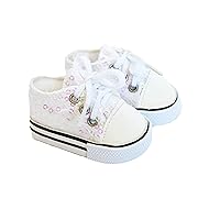 MBD Canvas Sneakers Doll Shoes Fits 18 Inch Dolls and Kennedy and Friends Girl and Boy Dolls- 18 Inch Doll Shoes (White Icing)