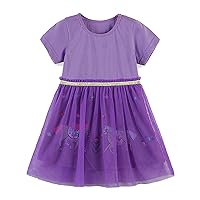 Toddler Girls Short Sleeve Ruffles Tulle Floral Prints Princess Dress Clothes Toddler Girl 4t
