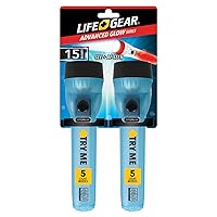 Life Gear 2PK Glow Mini Flashlight with Safety Glow Handle In Assorted Colors (TG12-60531-RGB)