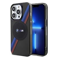 BMW Phone Case Compatible with Magsafe and iPhone 15 Pro in IML Dark Gray Tricolor, Anti-Scratch PC/TPU, Comfortable & Durable Hard Case with Accessible Ports, Shock Absorption & Signature Logo