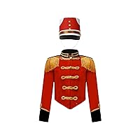 TiaoBug Kids Boys Girls Halloween Costume Red Circus Ringmaster Jacket Drum Majorette Costumes Toy Soldier Costumes