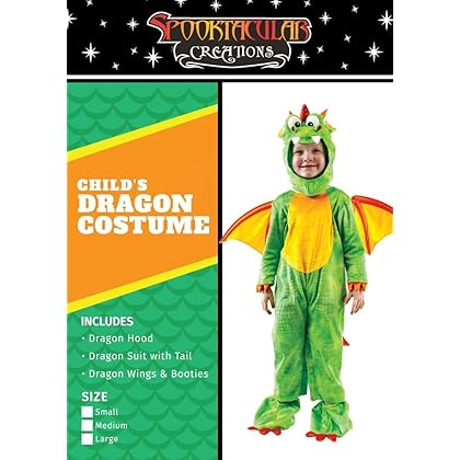 Spooktacular Creations Toddler Dinosaur Costume, Dragon Costume with Tail Wings for Kids Role Play, Halloween DressUp Party