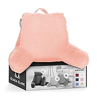 Clara Clark Reading Pillow, Back Rest Pillow for Sitting in Bed with Arms for Kids & Adults - Premium Shredded Memory Foam TV Sit Up Pillow - Medium, Peach
