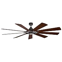 KICHLER 85 inch Gentry LED Ceiling Fan in Weathered Zinc with Reversible Blades, Extra Large