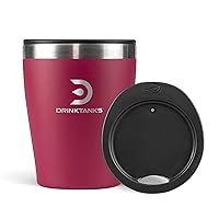 DrinkTanks® - Insulated Craft Cup, Stainless Steel Cup, 10 oz Tumbler with Lid, Stainless Steel Tumbler for Water, Coffee, Beer, Cocktails, Wine, & Kombucha (Malbec)