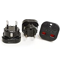 OREI GP-021 Continental UK 3-Pin To Schuko European 2-Pin Grounded Travel Adapter Plug - 3 Pack