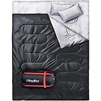 Double Sleeping Bag, Ohuhu Sleeping Bags for Adults with 2 Pillows 2 Person Sleeping Bag for Kids Waterproof Large Sleeping Bags for Family Camping Backpacking Hiking Outdoor