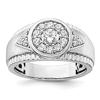 14k White Gold Lab Grown Diamond Cluster Mens Ring Measures 4.11mm Thick Size 10.00 Jewelry Gifts for Men