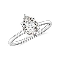 Natural Diamond Pear Solitaire Ring for Women Girls in Sterling Silver / 14K Solid Gold/Platinum
