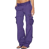 SMIDOW Womens Baggy Cargo Pants Low Rise Loose Casual Parachute Pants Relaxed Fit Straight Wide Leg Trouser