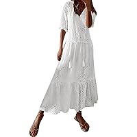 Women's Dresses 2023 High Waist Printed Midi Dress with Independent Elastic Waistband Fairy Dress Costume, S-2XL