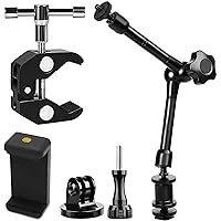 Hemmotop Camera Arm Stand Load Capacity 6.6lbs Magic Arm Desk Mount Stand Articulated for DSLR/LCD Monitor/LED Lights/Smartphone/iPhone 