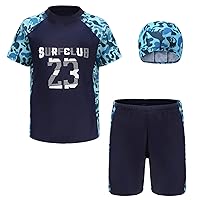 iiniim Boys Two Piece Swim Shirt Trunks Shorts Rash Guard UPF 50+ Swimsuits Quick Dry Boyshorts Swimwear