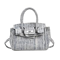 Women's quality denim grey blue simple platinum diagonal handbag