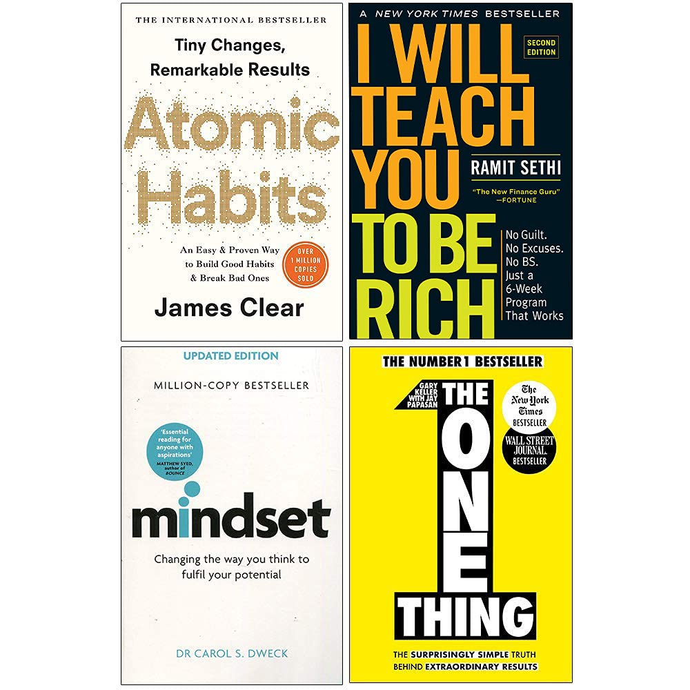 Atomic Habits, I Will Teach You To Be Rich, Mindset, The One Thing 4 Books Collection Set