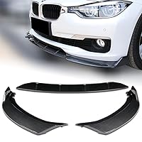 3pcs Front Bumper Lip fit for Compatible with 2016-2019 BMW 3-Series F30 F35 330i 318i 320i 328d, Front Bumper Lip Spoiler Air Chin Body Kit Splitter, Painted Glossy Carbon Fiber, 2017 2018