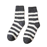 Men's Socks Striped Thick Plush Warm Floor Socks Autumn Winter Soft Cozy Casual Middle Tube Male Socks Boys