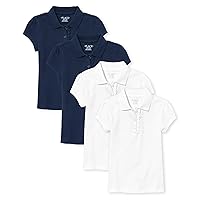 The Children's Place girls Short Sleeve Ruffle Pique Polo 2 pack