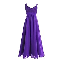 CHICTRY Youth Big Girls Junior Chiffon Lace Wedding Party Bridesmaid Ball Gown Maxi Long Flower Dress