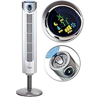 Ozeri Adjustable Oscillating Tower Noise Reduction Technology Ultra 42” Wind Fan, Silver