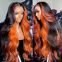 12A 200% Density 13x6 Lace Front Wigs Human Hair Pre Plucked Highlight 13x6 HD Lace Front Wigs Ginger Orange Colored Human Hair Wigs for Women Glueless Body Wave Ombre Wig Brazilian Hair 22inch