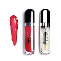 Lip Duo Moisturizing Natural Lip Gloss Cherry Glaze, Crystal Clear, Cruelty Free Hypoallergenic All Skin Types