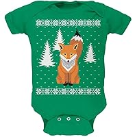 Animal World Baby Bodysuit Christmas Romper, Babies Xmas Outfit, Cute Short Sleeve One Piece with Fun Winter Fox Print