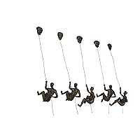 5X Large Bronze Climbing Abseiling Hanging Ornaments Figures Set of 5 Climbing Men Wallhanging Figurines Abseiling Ornament Sculpture Wall Art Resin and Metal Bungee Jumping Man Hanging on Wire B5C