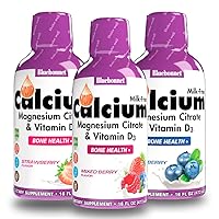 Bluebonnet Nutrition Liquid Calcium Citrate Magnesium Citrate, Vitamin D3 - Bundle of Blueberry, Strawberry and Mix Berry Flavor, 3 Bottle of 16 Fl Oz Each (48 Fl Oz Total)