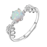 MRENITE 10K 14K 18K Gold Opal Rings for Women Engrave Name Size 4 to 12 Anniversary Birthday Jewelry Gifts for Her