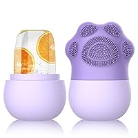 Ice Face Roller, Silicone Ice Facial Cleaning Brush, Cube Face Contour for Eyes Neck, Beauty Facial Massage Roller Face Roller Skin Care Tools(Purple)