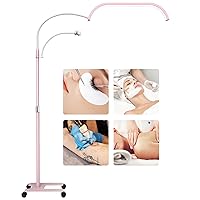 Half Moon Light for Lashes, 35W Lash Light for Eyelash Tech, Lash Light with Wheels and Flexible Phone Holder, Heightness Adjustable,Pink