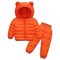 Happy Cherry 2 PCS Winter Clothes Set for Baby Boys Girls Down Jacket Pants Hooded Snow Outerwear Toddler Warm Puffer Set