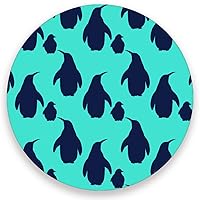 visesunny Black Penguin Blue Pattern Drink Coaster Moisture Absorbing Stone Coasters with Cork Base for Tabletop Protection Prevent Furniture Damage, 1 Piece