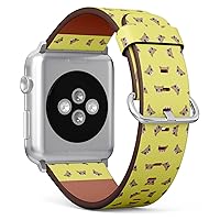 Compatible with Apple Watch Band 42mm 44mm 45mm 49mm (Chihuahua Dog Animal Pattern) Replacement Vegan Leather Strap for iWatch Series 8 7 6 5 4 3 2 1 Ultra SE
