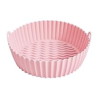 Round Air Fryer Liners - Reusable Silicone Tray - Air Fryer Accessories For Kitchen - Pink